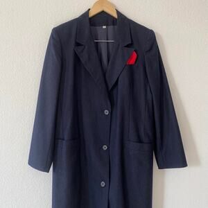 Vintage Navy Blue Pinstripe Trench Coat